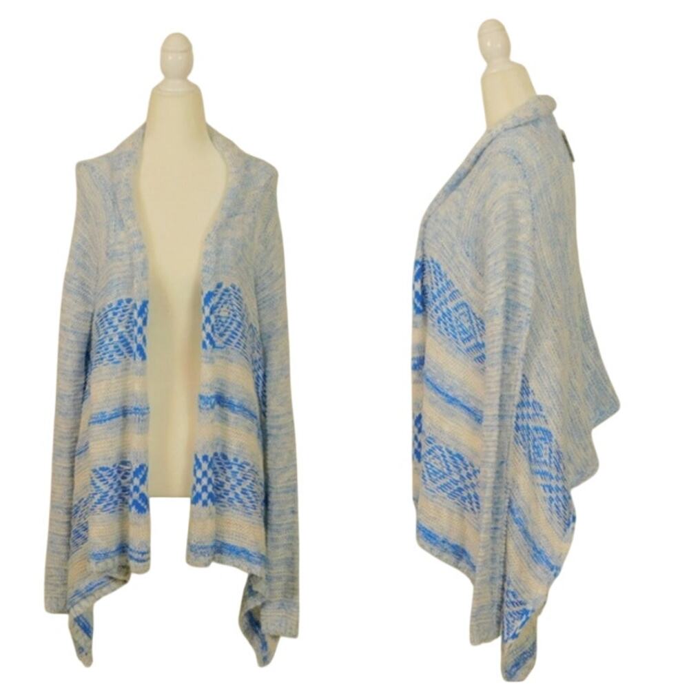 Hollister Cardigan Sweater Women M/L Blue Draped Open Front Boho Cascade Coastal